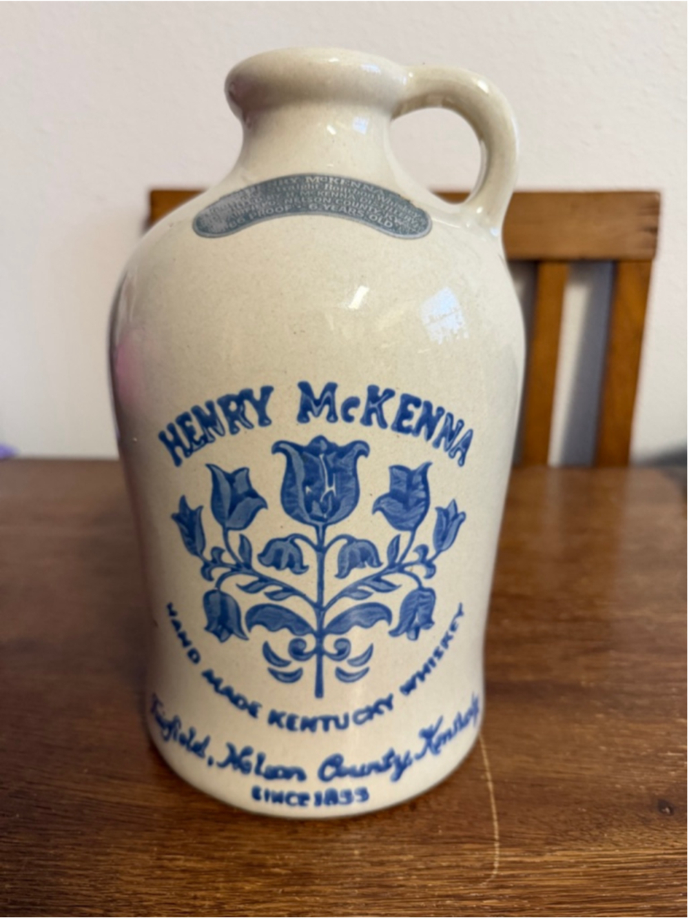 Vintage Henry McKenna Half Gallon Stoneware Whiskey Jug Kentucky Bourbon Decante